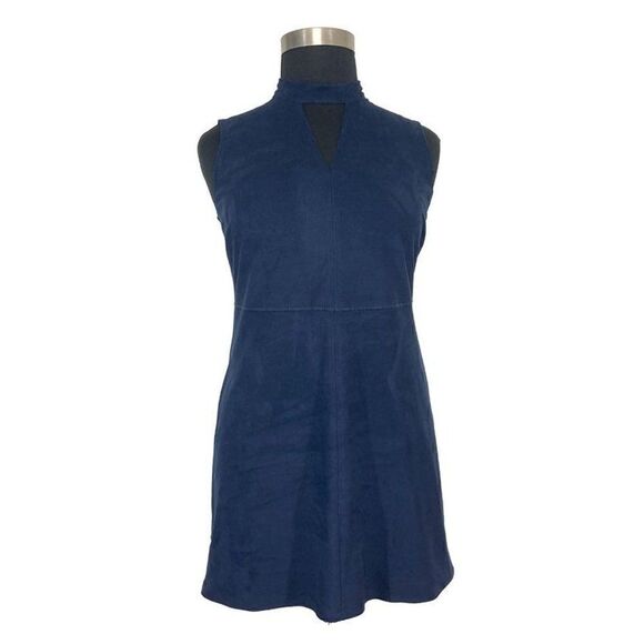 Lysse L Micro Suede Dress Midnight Blue Mod Mini Retro 60s - Picture 6 of 7